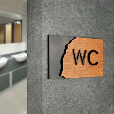 Wood WC Sign for Restroom Bathroom Signs Walhunt Bsign