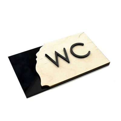 Wood WC Sign for Restroom Bathroom Signs Natural wood Bsign