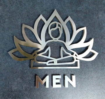 Yoga Men Restroom Sign Bathroom Signs clear acrylic glass and stainless steel Bsign - Photo #1