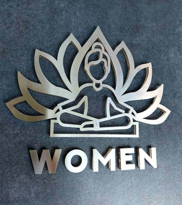 Yoga Women Restroom Sign Bathroom Signs clear acrylic glass and stainless steel Bsign - Photo #1