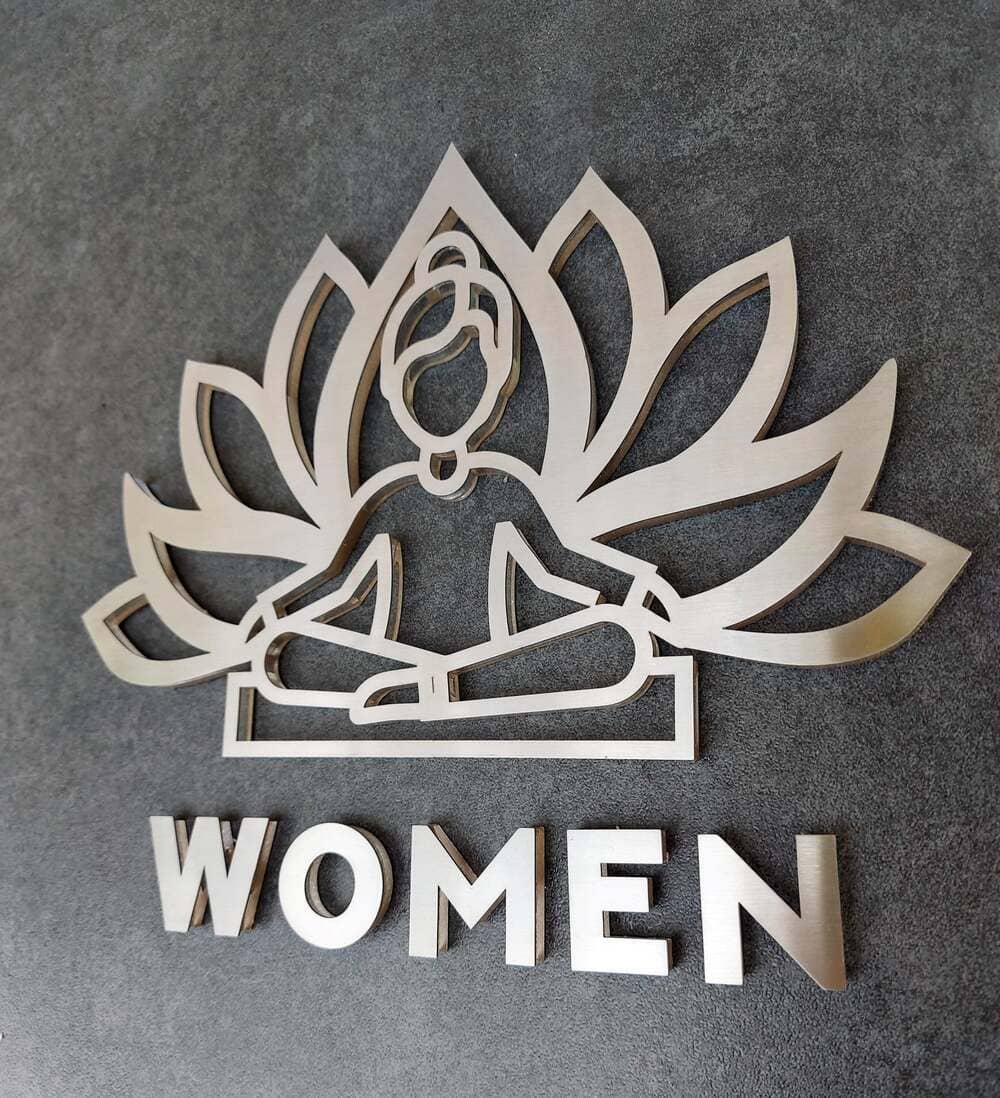 Yoga Women Restroom Sign Bathroom Signs clear acrylic glass and stainless steel Bsign