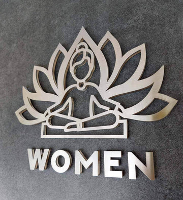Yoga Women Restroom Sign Bathroom Signs clear acrylic glass and stainless steel Bsign - Photo #2