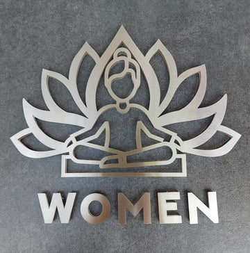 Yoga Women Restroom Sign Bathroom Signs clear acrylic glass and stainless steel Bsign - Photo #3