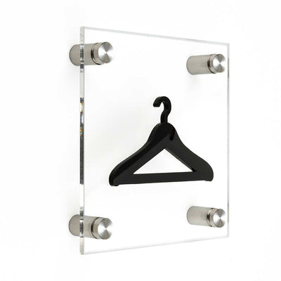 Acrylic Wardrobe Signs with Metal Holders Information signs white/black symbol Bsign