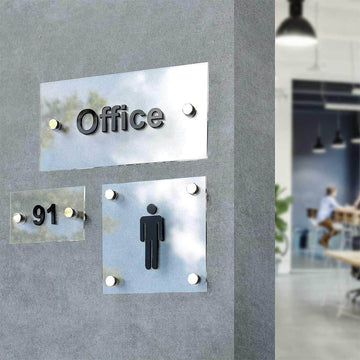 Acrylic Wardrobe Signs with Metal Holders Information signs white/black symbol Bsign - Photo #4