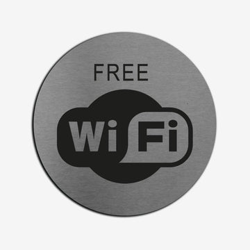 Free Wi-Fi - Stainless Steel Sign Information signs circle Bsign - Photo #3