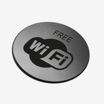 Free Wi-Fi - Stainless Steel Sign Information signs circle Bsign - Photo #4