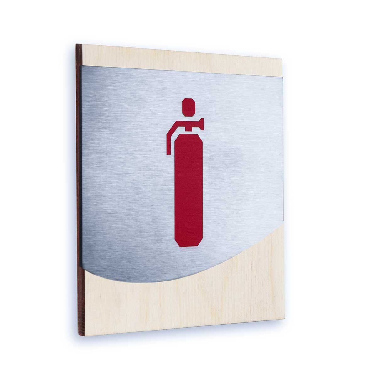 Steel Extinguisher Fire Sign Information signs Natural wood Bsign