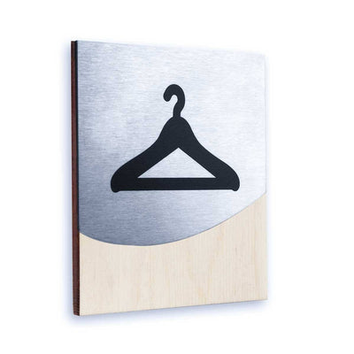 Steel Door Plate for Wardrobe Information signs Natural wood Bsign