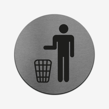Trash Bin - Stainless Steel Sign Information signs circle Bsign - Photo #3