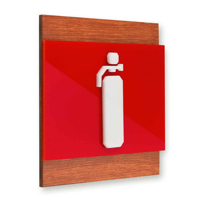 Extinguisher Fire Safety Wooden Wall Sign Information signs Redwood Bsign