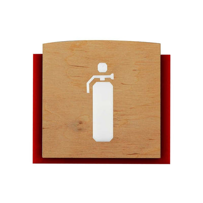 Wood Extinguisher Fire Safety Sign for Office Information signs Natural wood Bsign