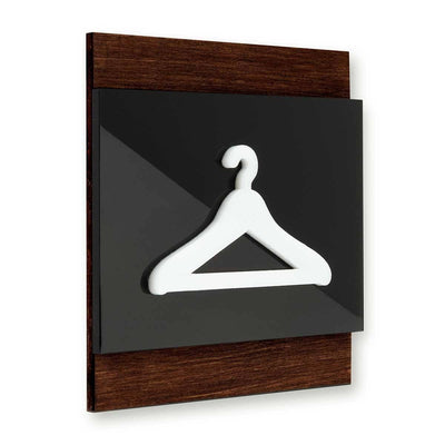 Wooden Hanger Pictogram for Wardrobe Information signs Indian Rosewood Bsign