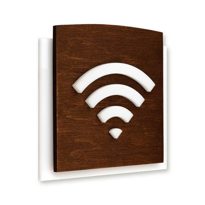 Wooden Wi-Fi Plate for Waiting Room Information signs Indian Rosewood Bsign