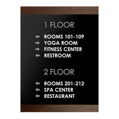 Wayfinding Directional Sign - Wood & Acrylic Wall Plate "Buro" Design