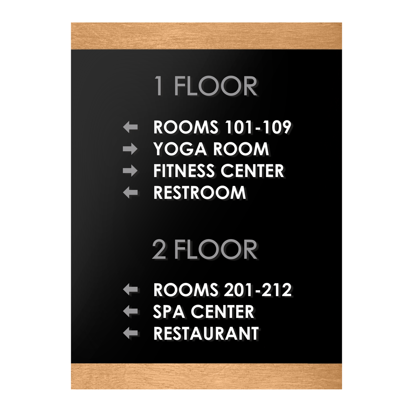 Wayfinding Directional Sign - Wood & Acrylic Wall Plate "Buro" Design