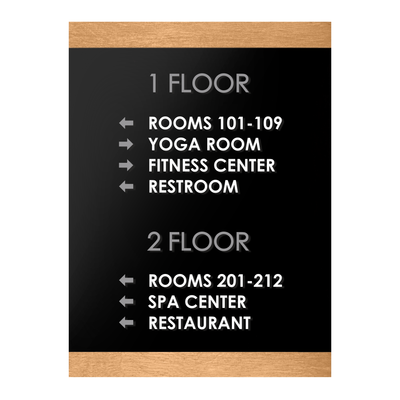 Wayfinding Directional Sign - Wood & Acrylic Wall Plate "Buro" Design