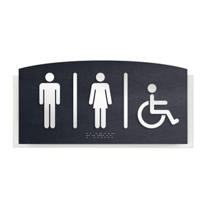 Bathroom Signs - All Gender Restroom Door Sign With Handicap "Scandza" Design