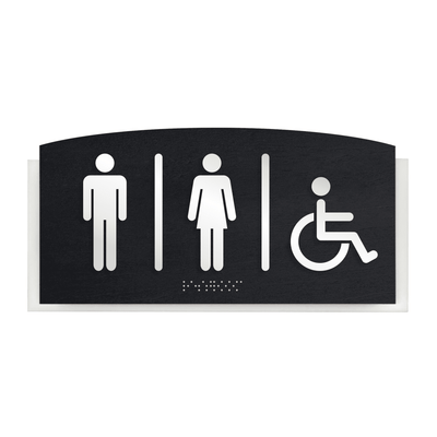 Bathroom Signs - All Gender Restroom Door Sign With Handicap "Scandza" Design