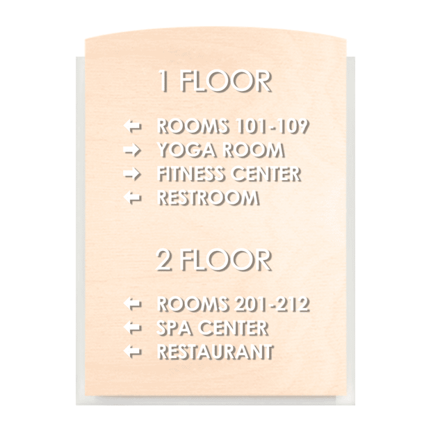 Wayfinding Directional Sign - Wood & Acrylic Wall Signage "Scandza" Design