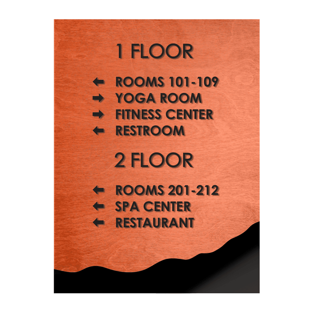 Wayfinding Directional Sign - Wooden Plate "Sherwood" Design