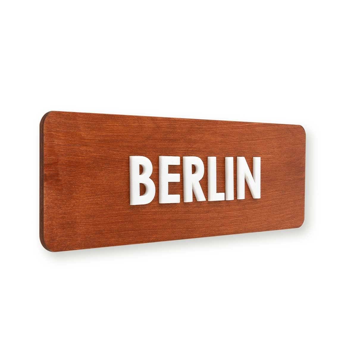 City Name Wooden World Clock Sign Redwood Bsign