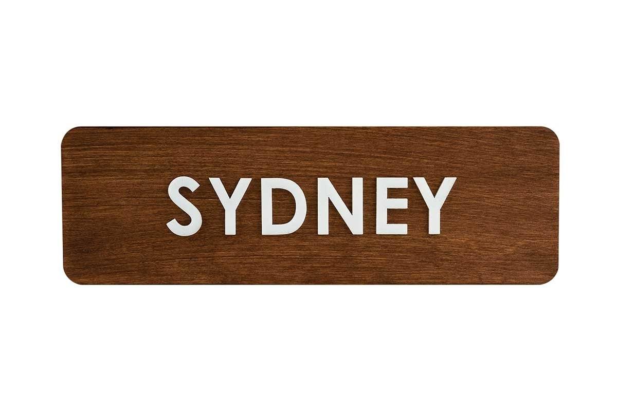 Custom City Name Signs for Time Zone Clocks World Clock Signs Indian Rosewood Bsign